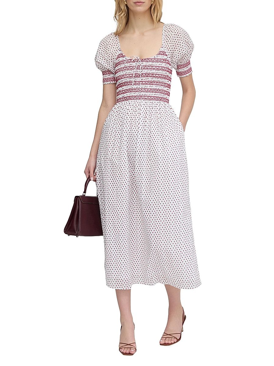 Women's The Madeline Nap Dress - White Poppy Half Drop - Size XXL