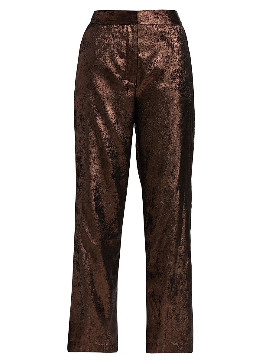 Women's Hannah Gilded Straight-Leg Trousers - Maroon - Size 14