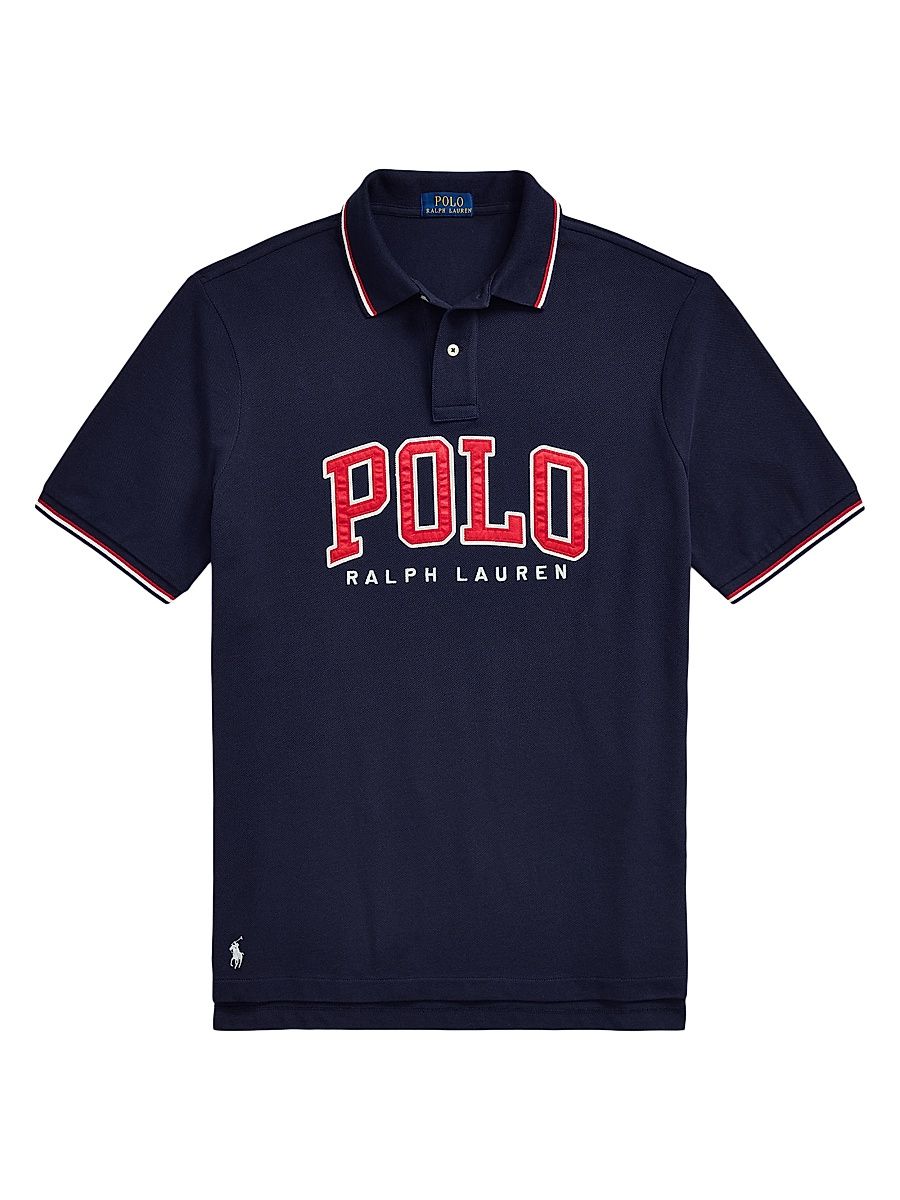 Men's Custom-Slim-Fit Logo Mesh Polo Shirt - Cruise Navy - Size XS