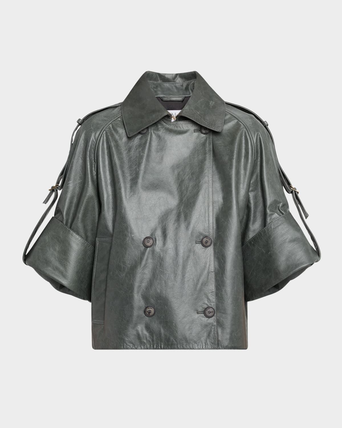 Tenace Leather Short Trench Coat