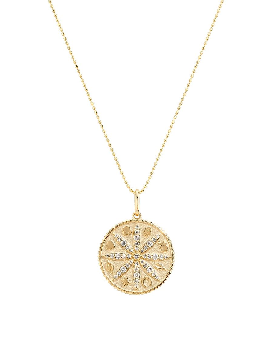 Women's Under The Sea Small 14K Yellow Gold & 0.298 TCW Diamond Sand Dollar Coin Necklace - Yellow Gold