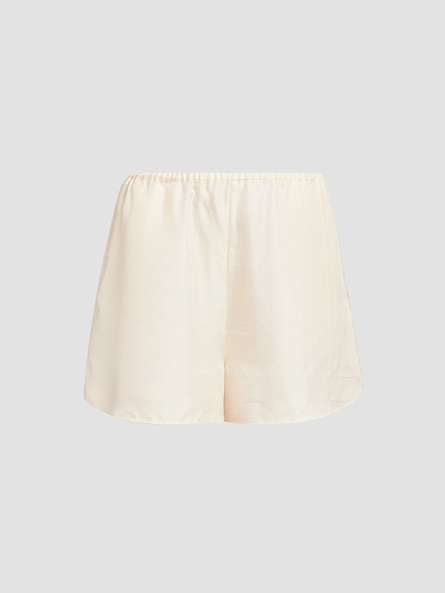Women's Monogram Silk Pajama Shorts - Cream - Size 12
