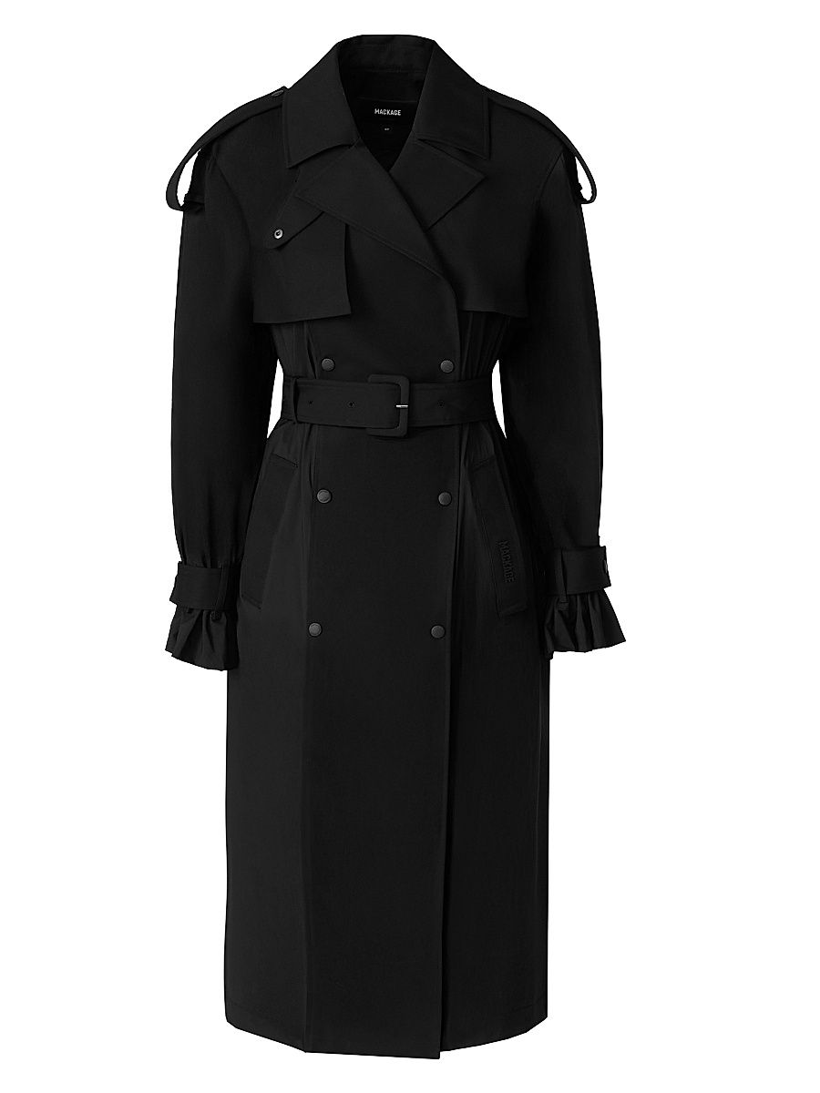 Women's Zononmi Double-Breasted Trench Coat - Black - Size Small