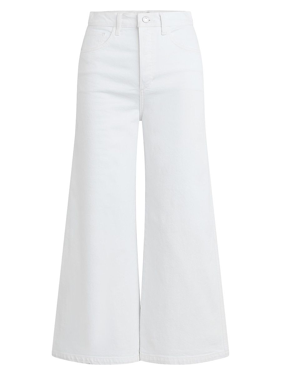 Women's Masha Stretch-Cotton Wide-Leg Crop Jeans - White - Size 32