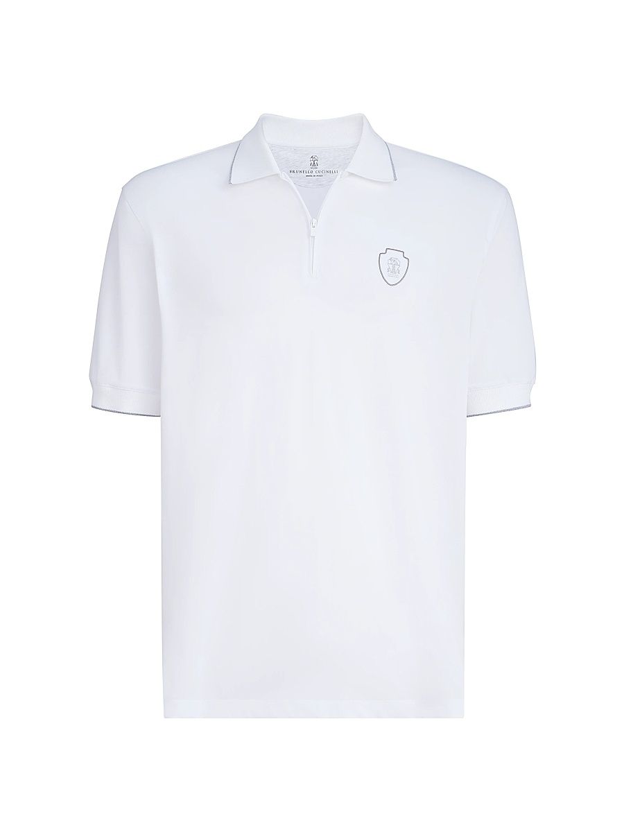 Men's Techno Piqué Polo Shirt with Half Zip - White - Size XXXXL