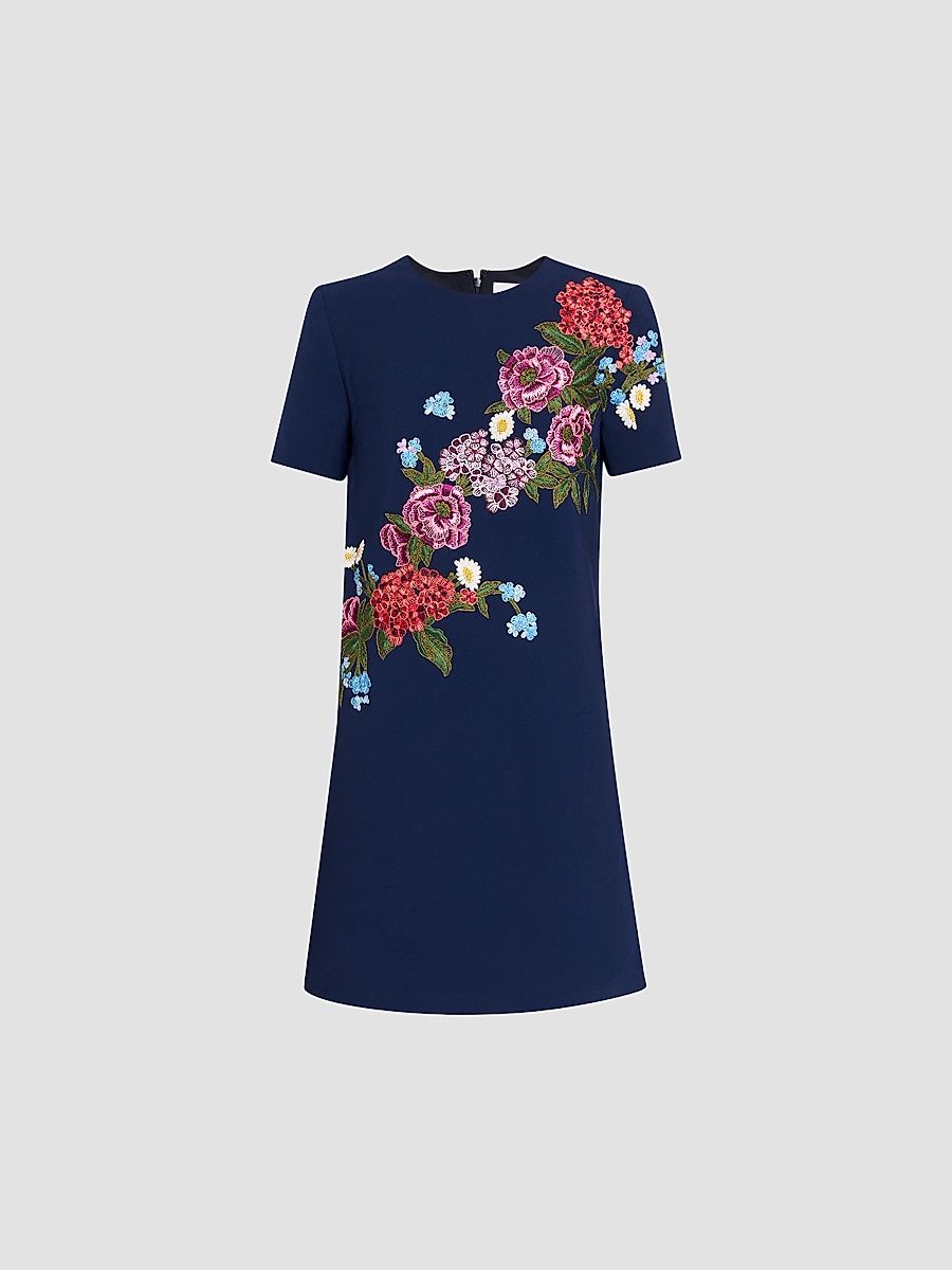 Women's Floral Shift Mini Dress - Midnight - Size 0