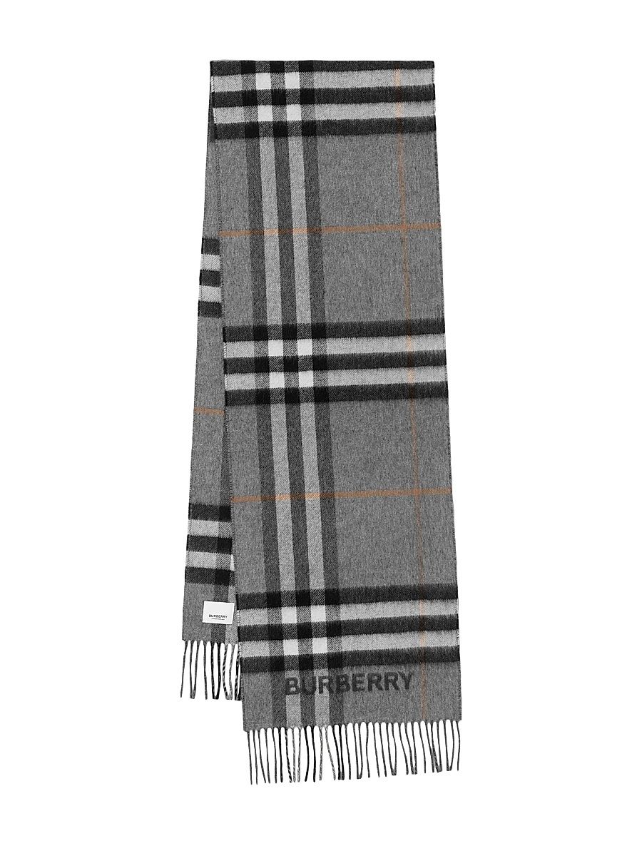 Women's Check Silk-Blend Scarf - Grey Charcoal