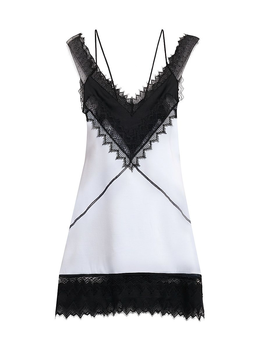 Women's Lace-Trim Mixed-Media Minidress - Unn Sky Black - Size 12