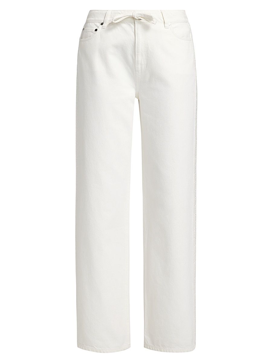 Women's Dunn Crochet-Trim Wide-Leg Jeans - Blanc De Blanc - Size 31