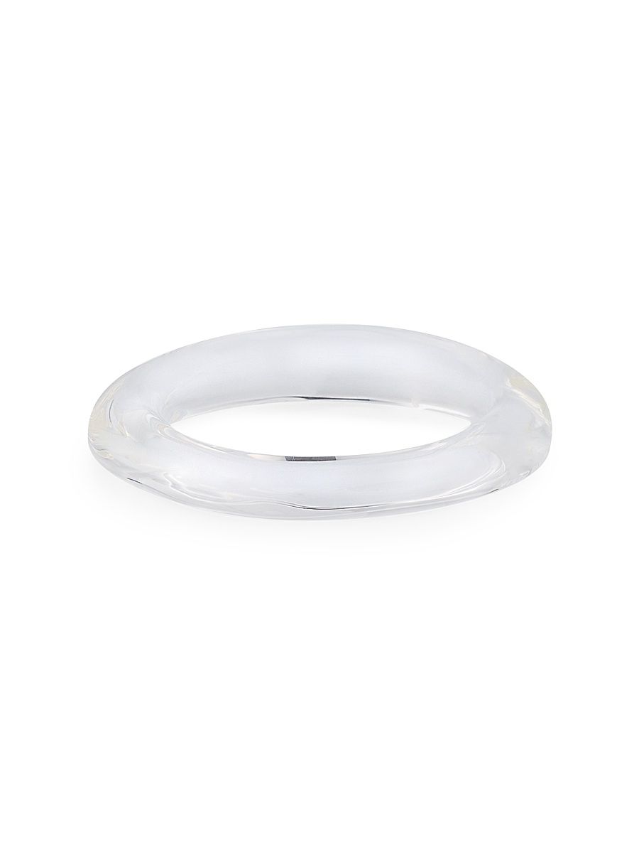 Women's Liquid Lucite Bangle Bracelet - Silver - Size Large