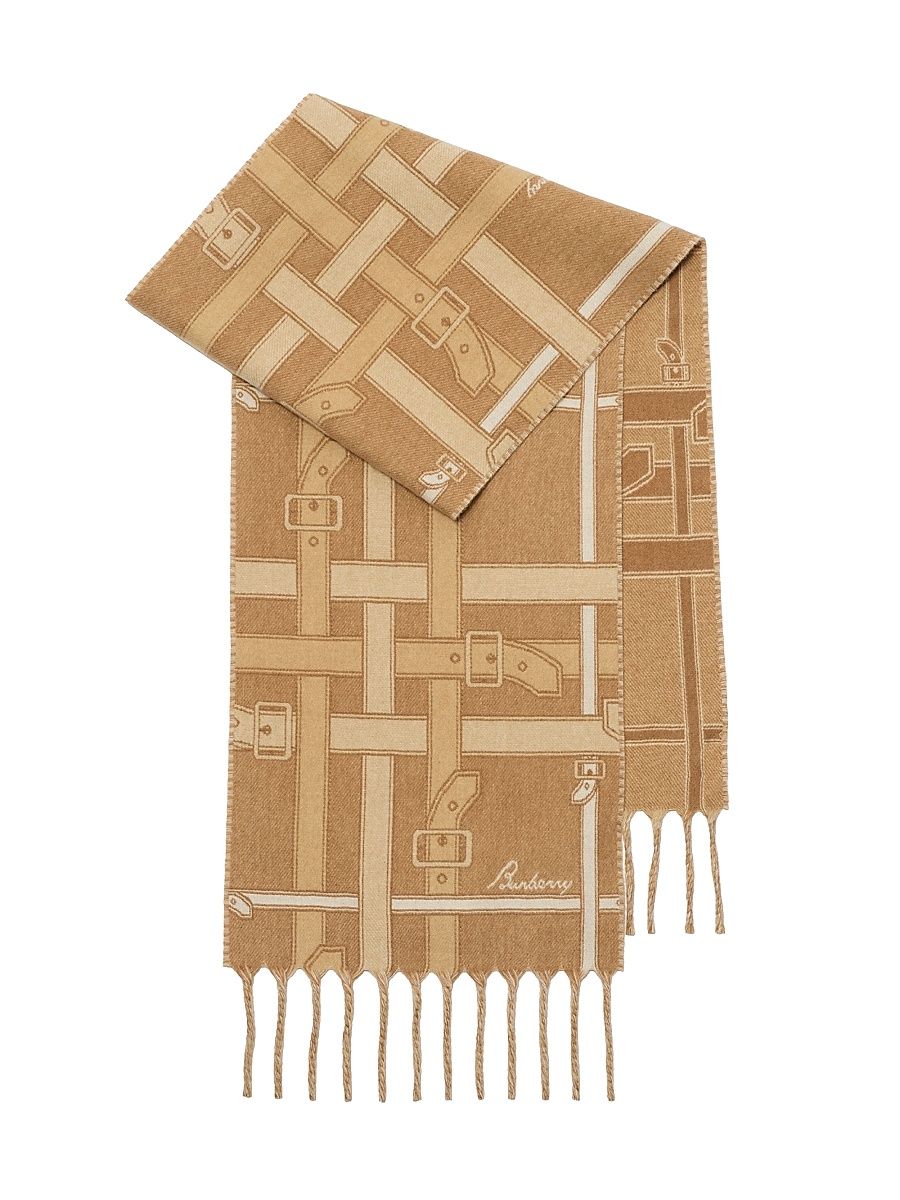 Women's Logo Jacquard Cashmere Scarf - Sand