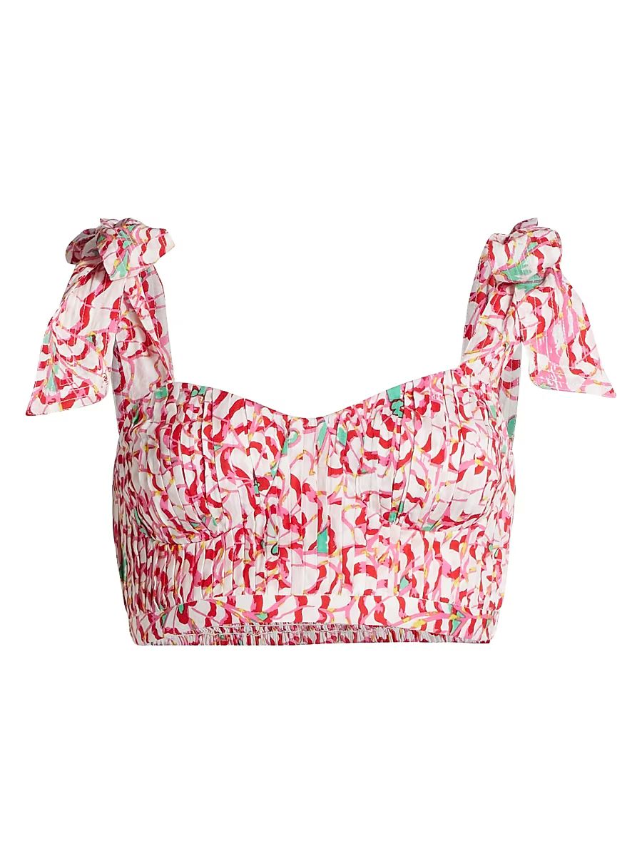 Women's Carla Convertible Cropped Top - Pink Wings Flower - Size Medium