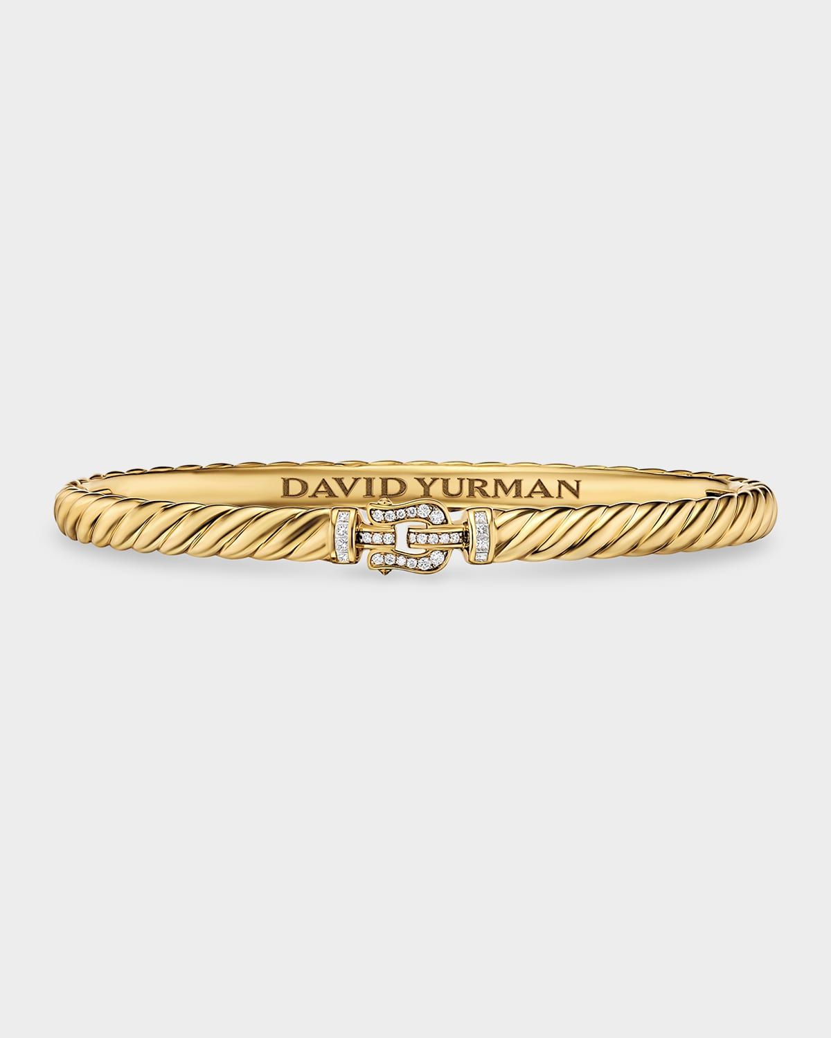 Sculpted Cable Buckle Bracelet with Diamonds in 18K Gold