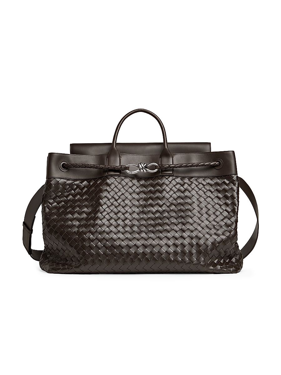 Men's Andiamo Voyager Intrecciato Leather Weekender - Fondant Vintage