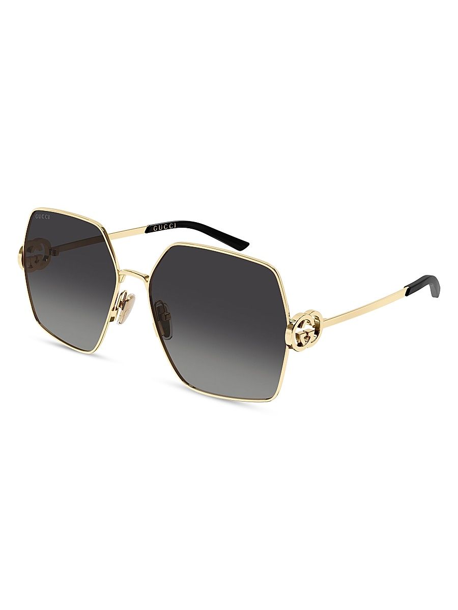 Women's Stuck GG 61MM Oversized Sunglasses - Gold Black