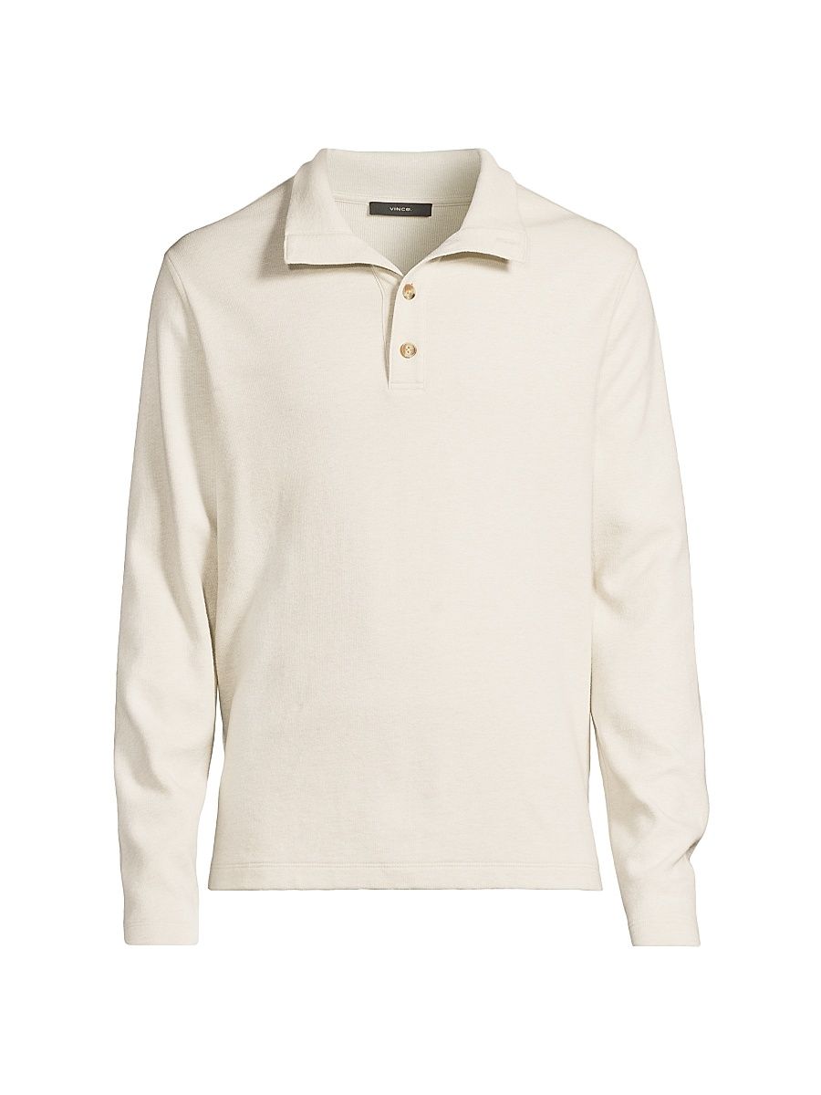 Men's Button-Front Cotton Polo Sweater - Bone - Size XXL