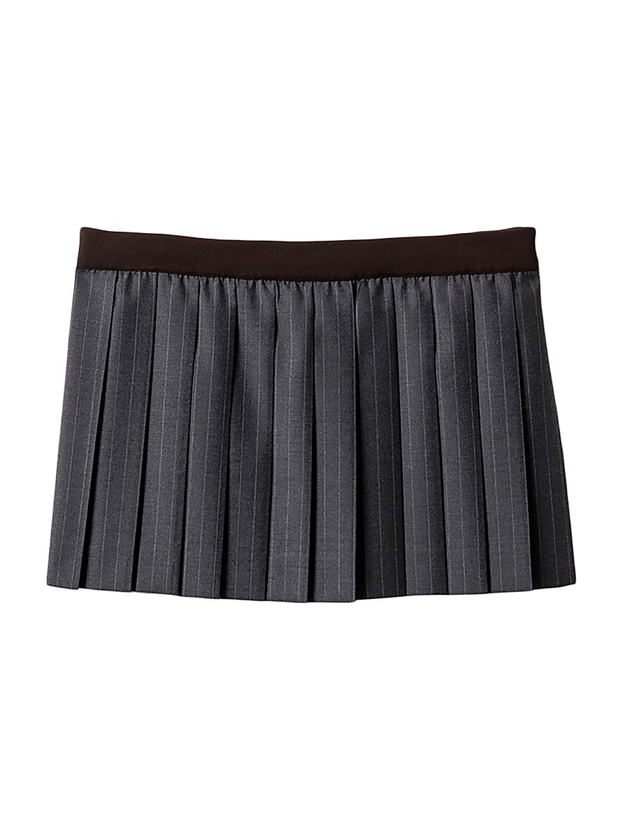 Women's Pleated Pinstripe Miniskirt - Grey - Size 10