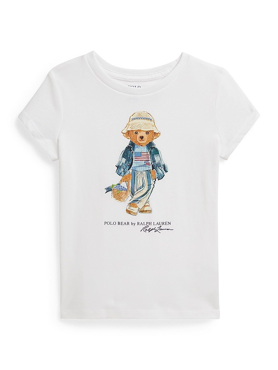 Little Kid's & Kid's Polo Bear Crewneck T-Shirt - White - Size 6