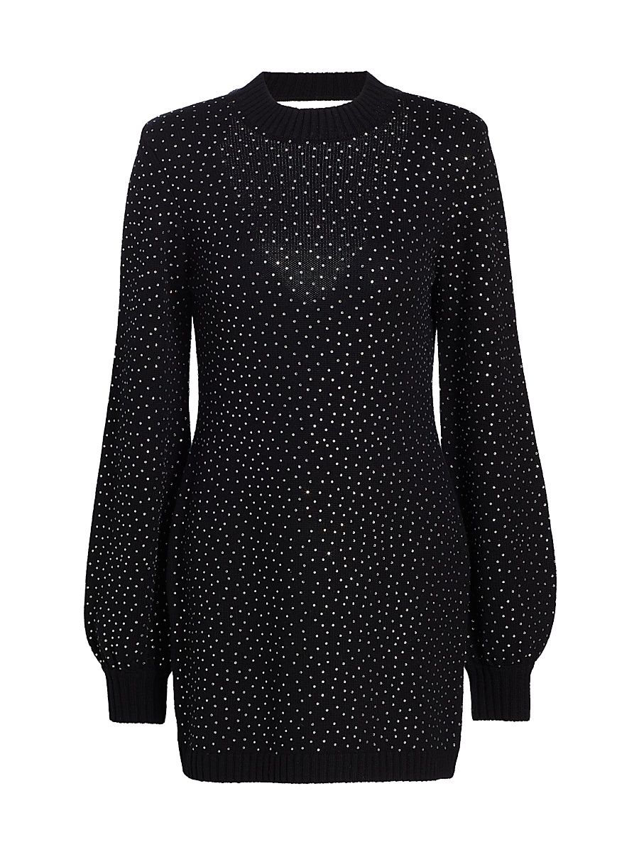 Women's Chiraz Crystal Mini Sweaterdress - Black - Size XL