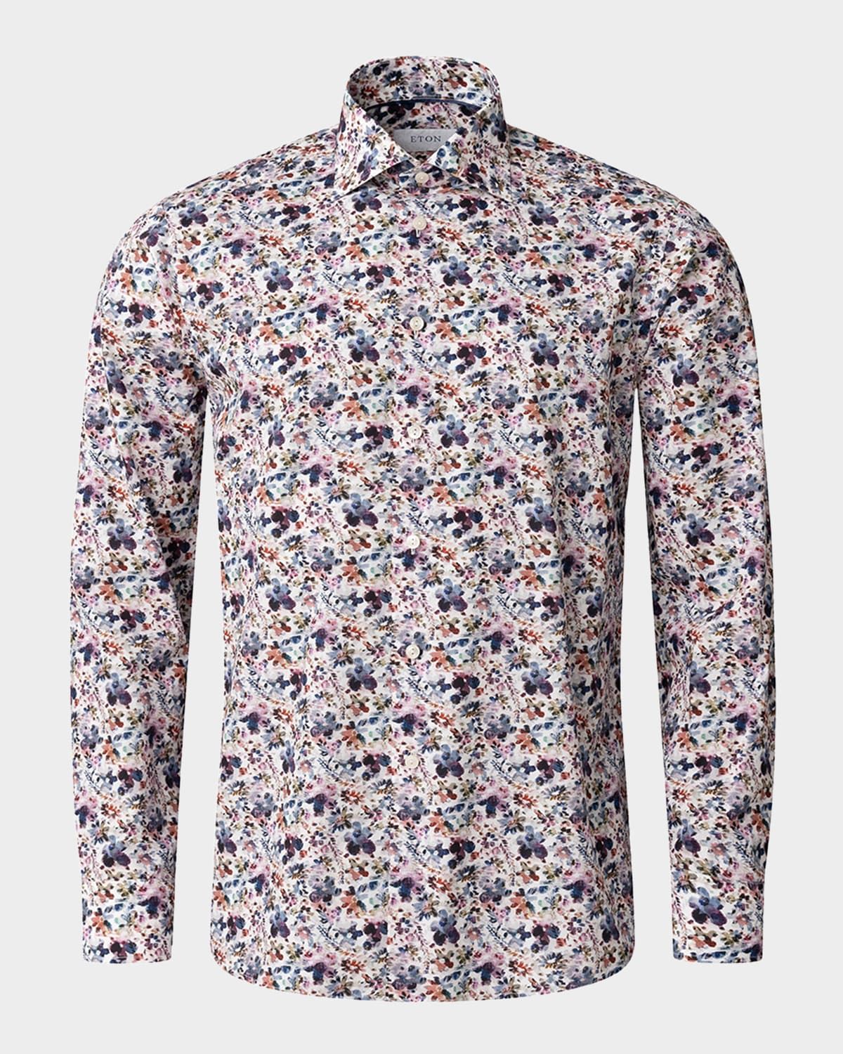 Men & apos;s Slim-Fit Cotton Floral Sport Shirt