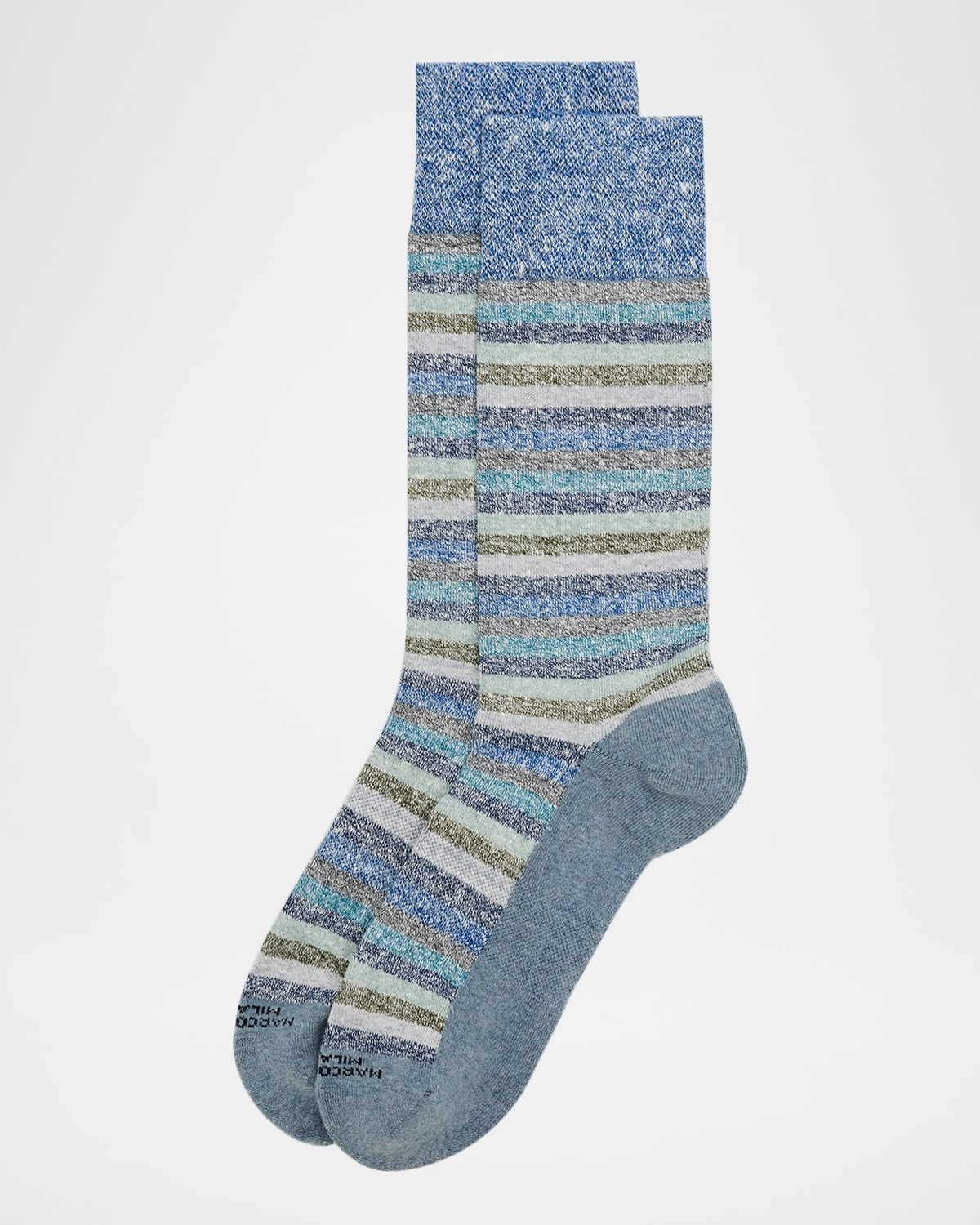 Men & apos;s Linen and Cotton Stripe Crew Socks