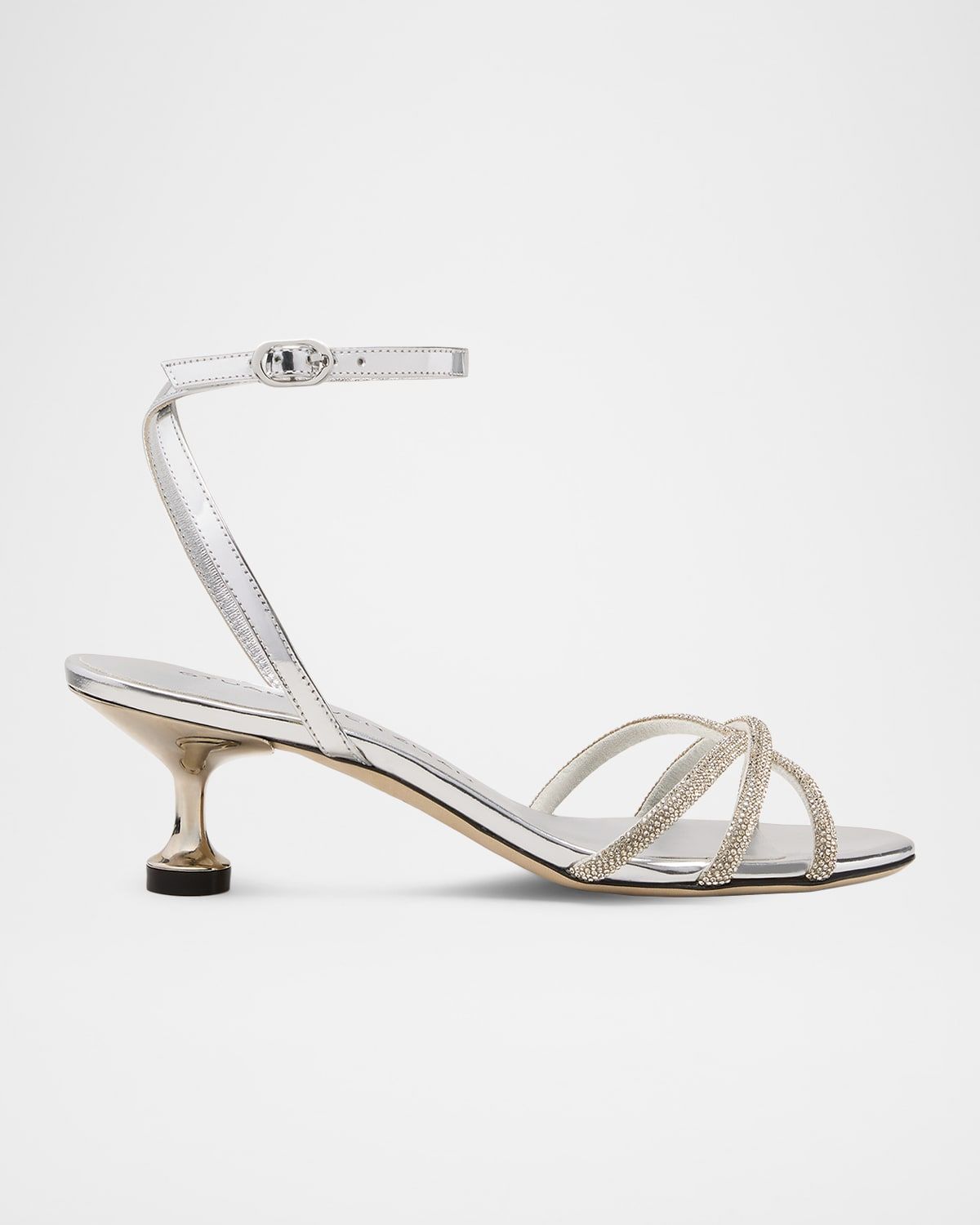50mm Nudistini Shine Metallic Leather Sandals