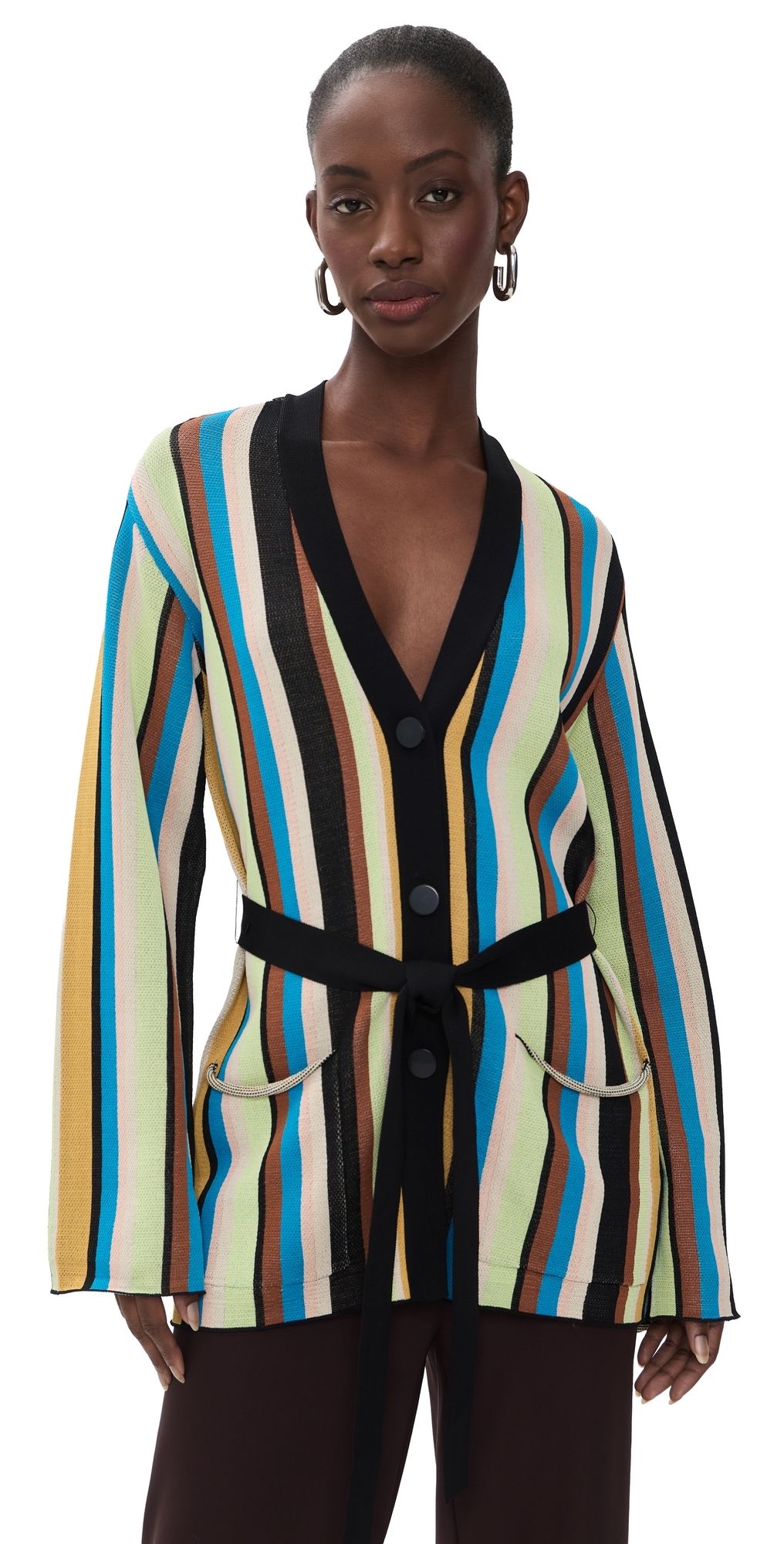 SIMONMILLER Max Belted Cardigan Ocean Stripe S