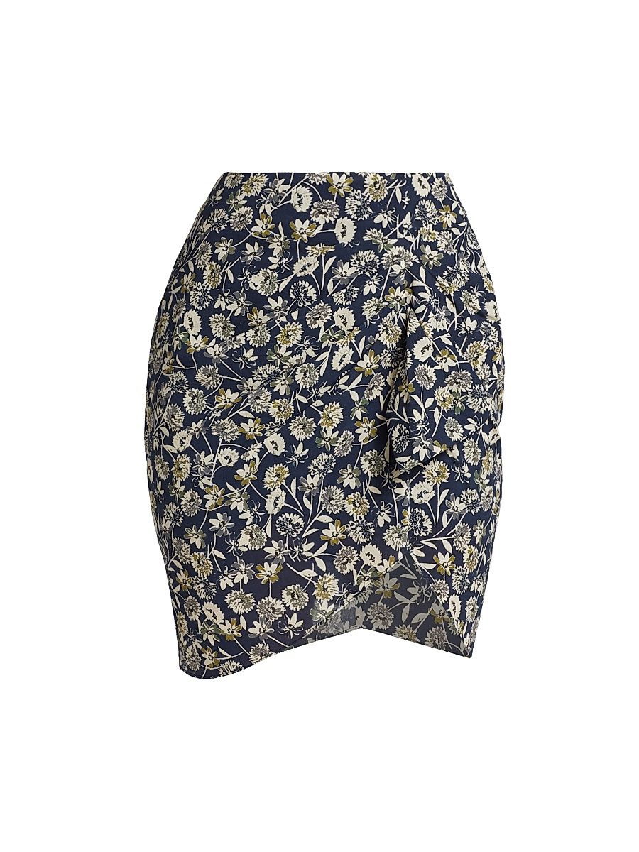 Women's Zuri Draped Ruffle Miniskirt - Navy Night - Size Medium