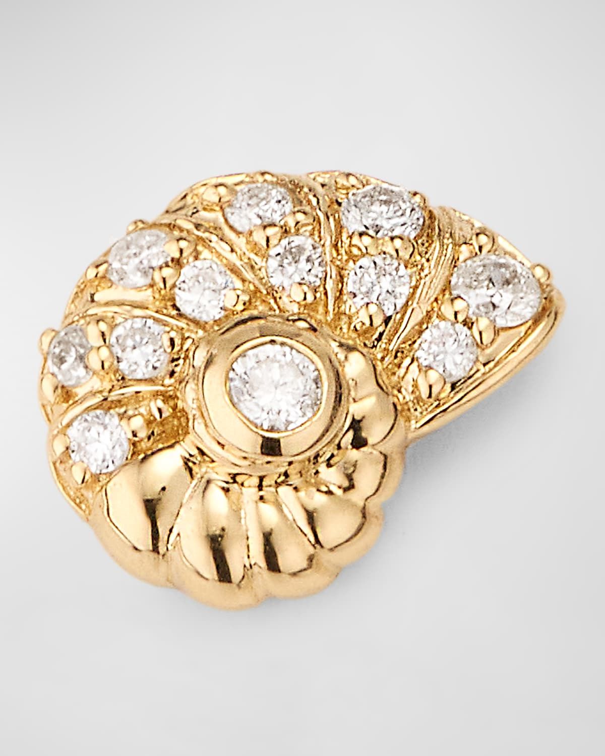 14k Yellow Gold Nautilus Shell Stud Earrings With Diamonds