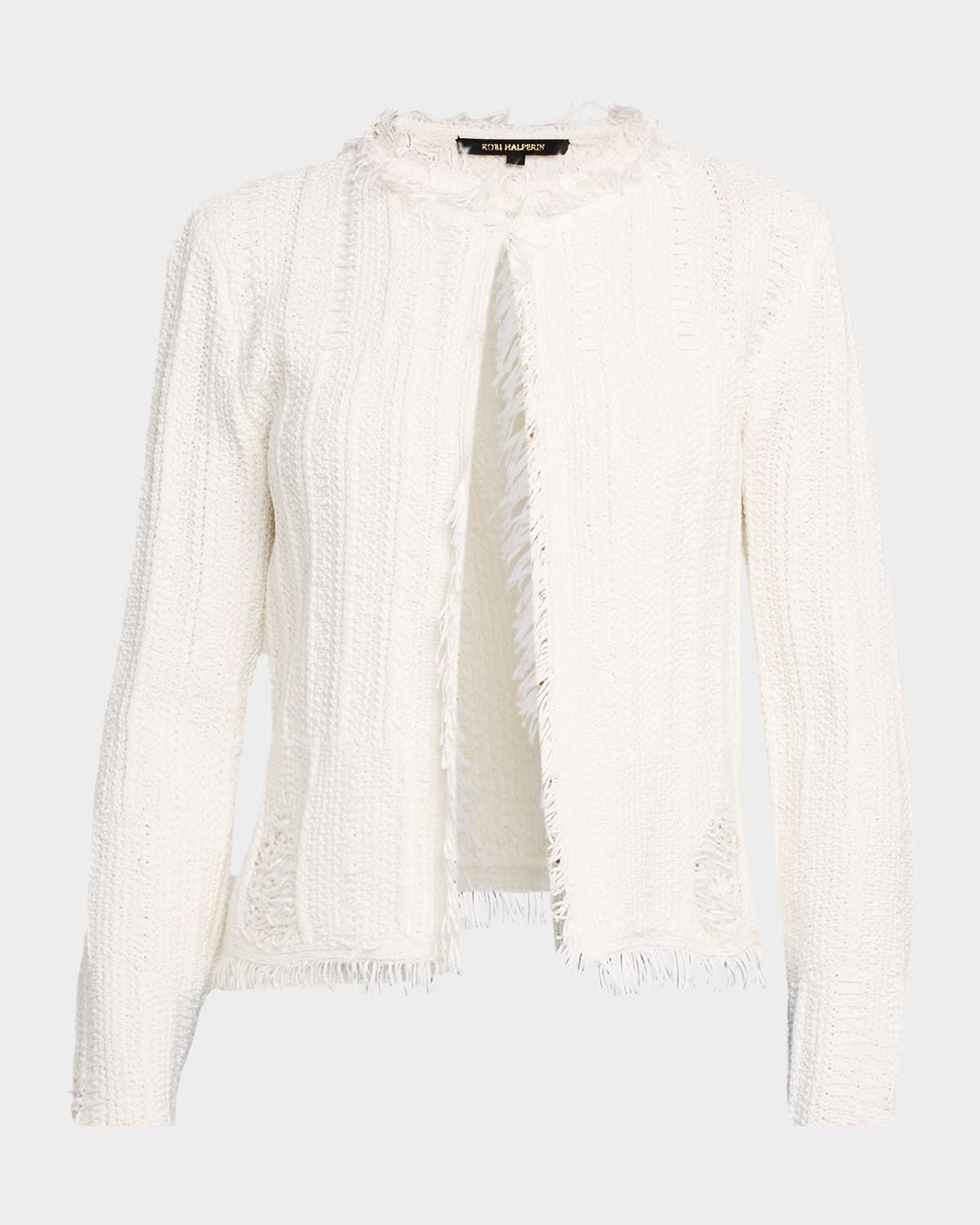 Marlee Fringe Trim Open Front Sweater