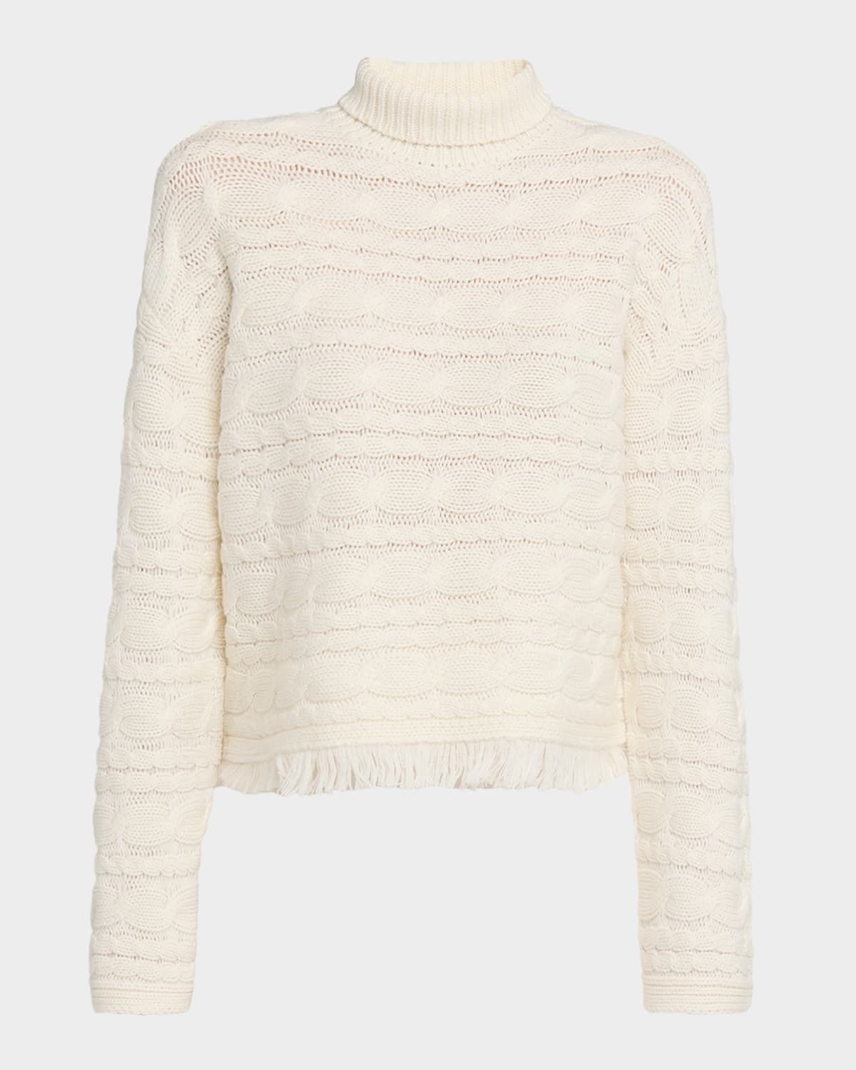 Cropped Cable Turtleneck Sweater