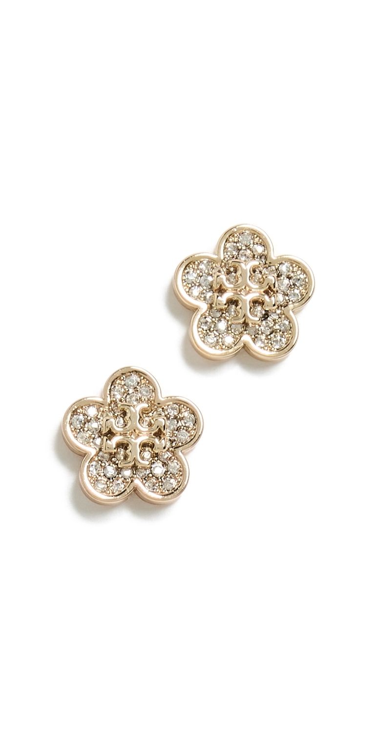 Tory Burch Forget Me Not Pavé Stud Earrings Tory Gold/Crystal One Size