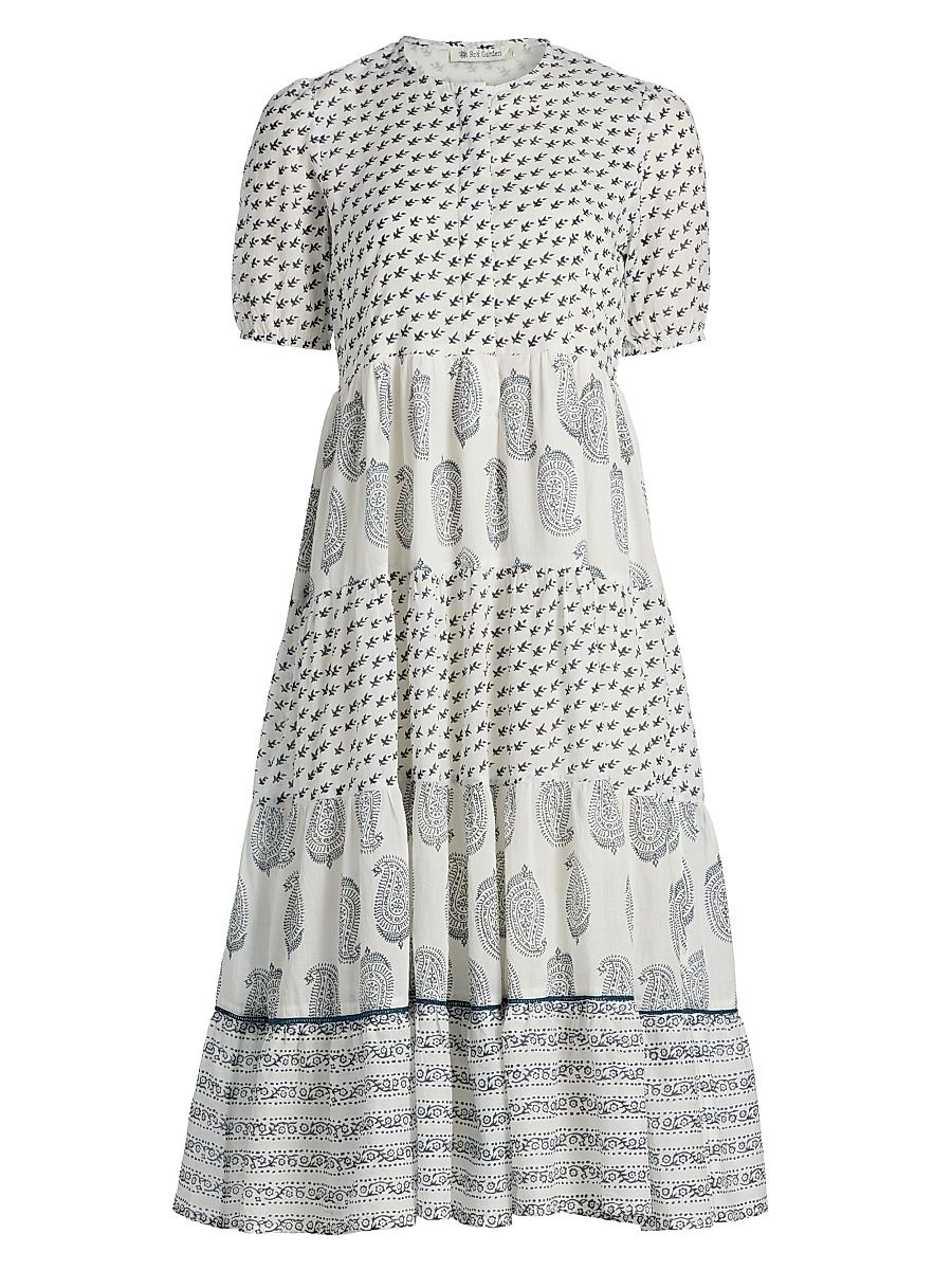 Women's Daphne Printed Cotton Midi-Dress - Blue - Size XL