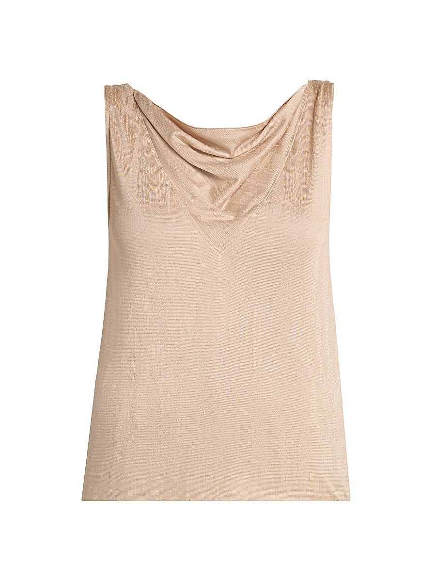Women's Draped Jersey Cowlneck Top - Solid Medium Beige - Size 10