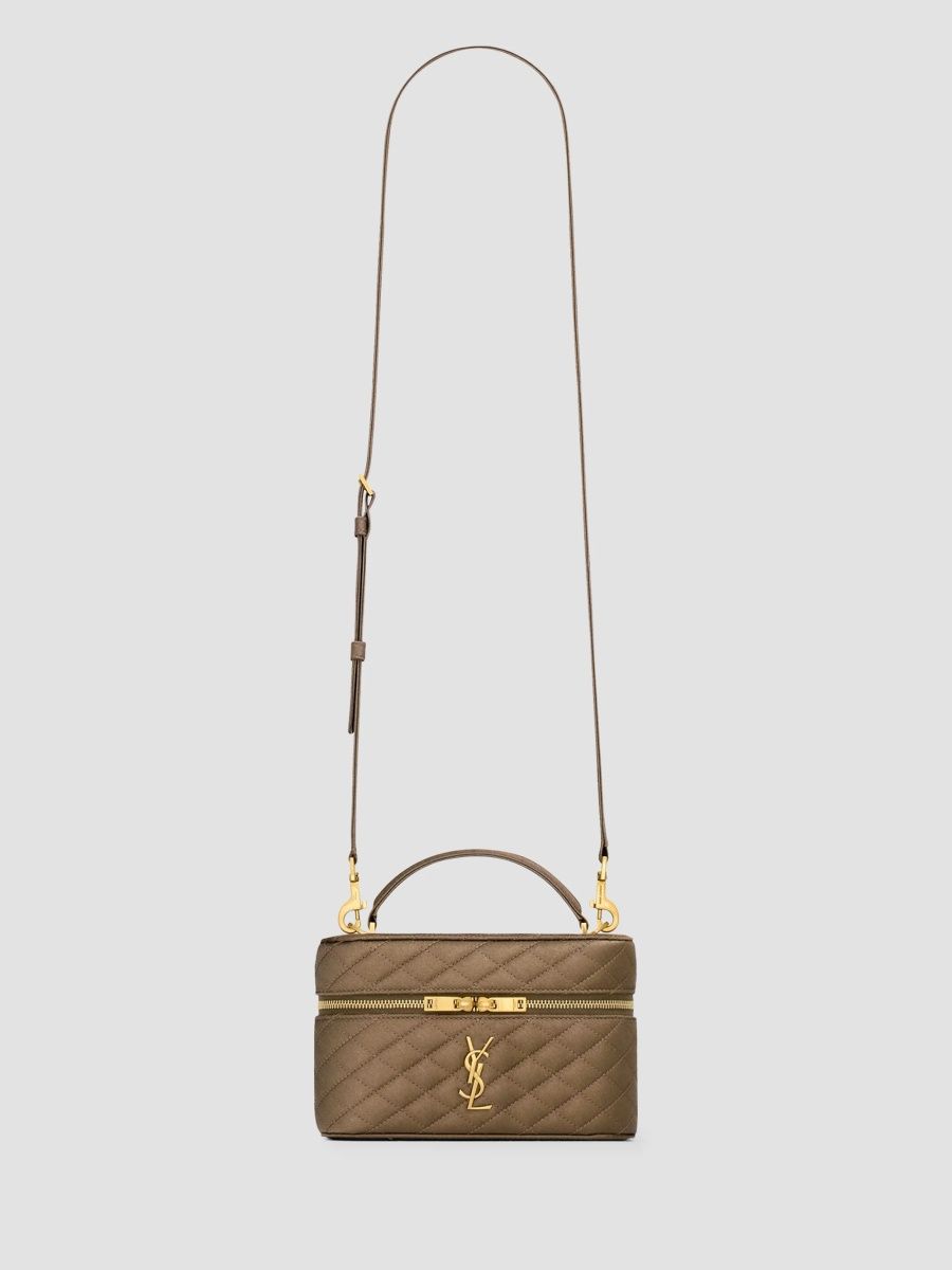 Saint Laurent Women's Gaby Vanity Bag in Satin - Marron Glace