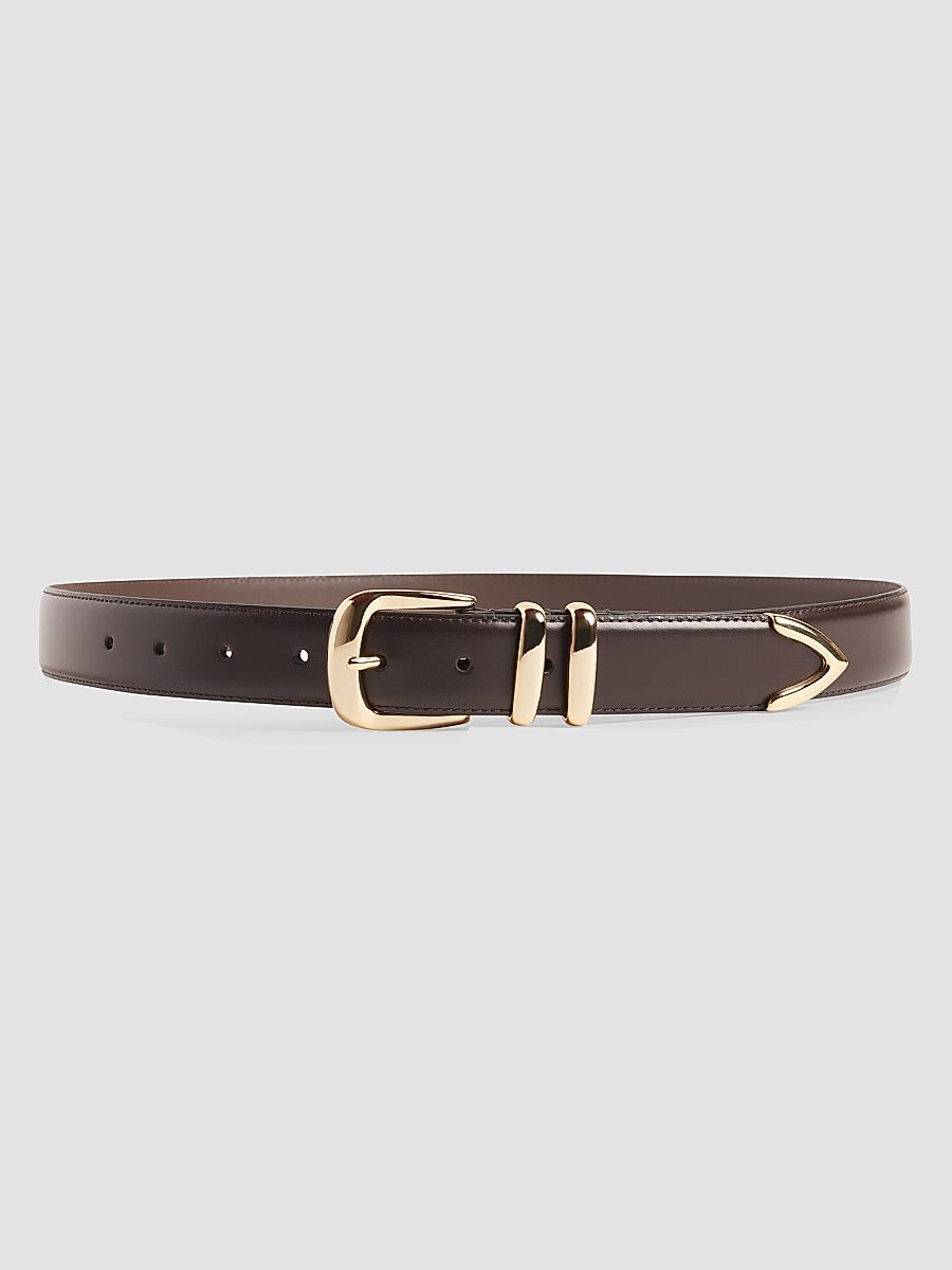 Women's The Jordan Leather Belt - Dark Brown Gold - Size XL