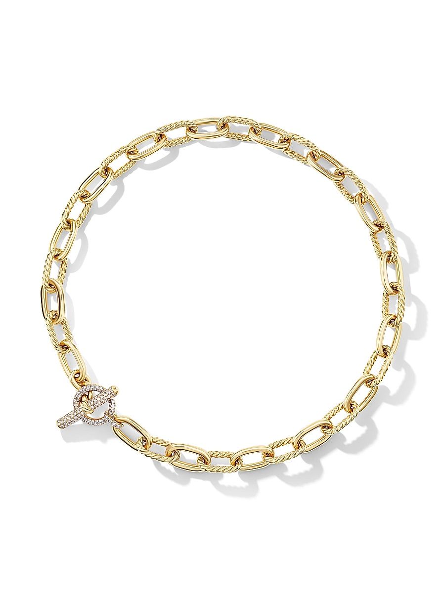 Women's DY Madison Toggle Chain Necklace in 18K Yellow Gold - Diamond - Size 16