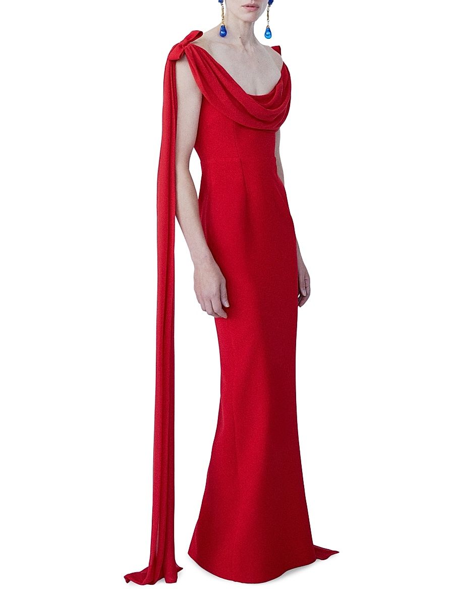 Women's Morticia Crepe Drape Bow Gown - Pedro Red - Size 12