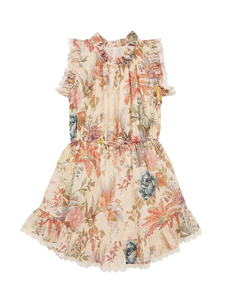 Baby Girl's, Little Girl's & Girl's Flip Ruffled Floral Cotton Dress - Cream Multi Floral - Size 8