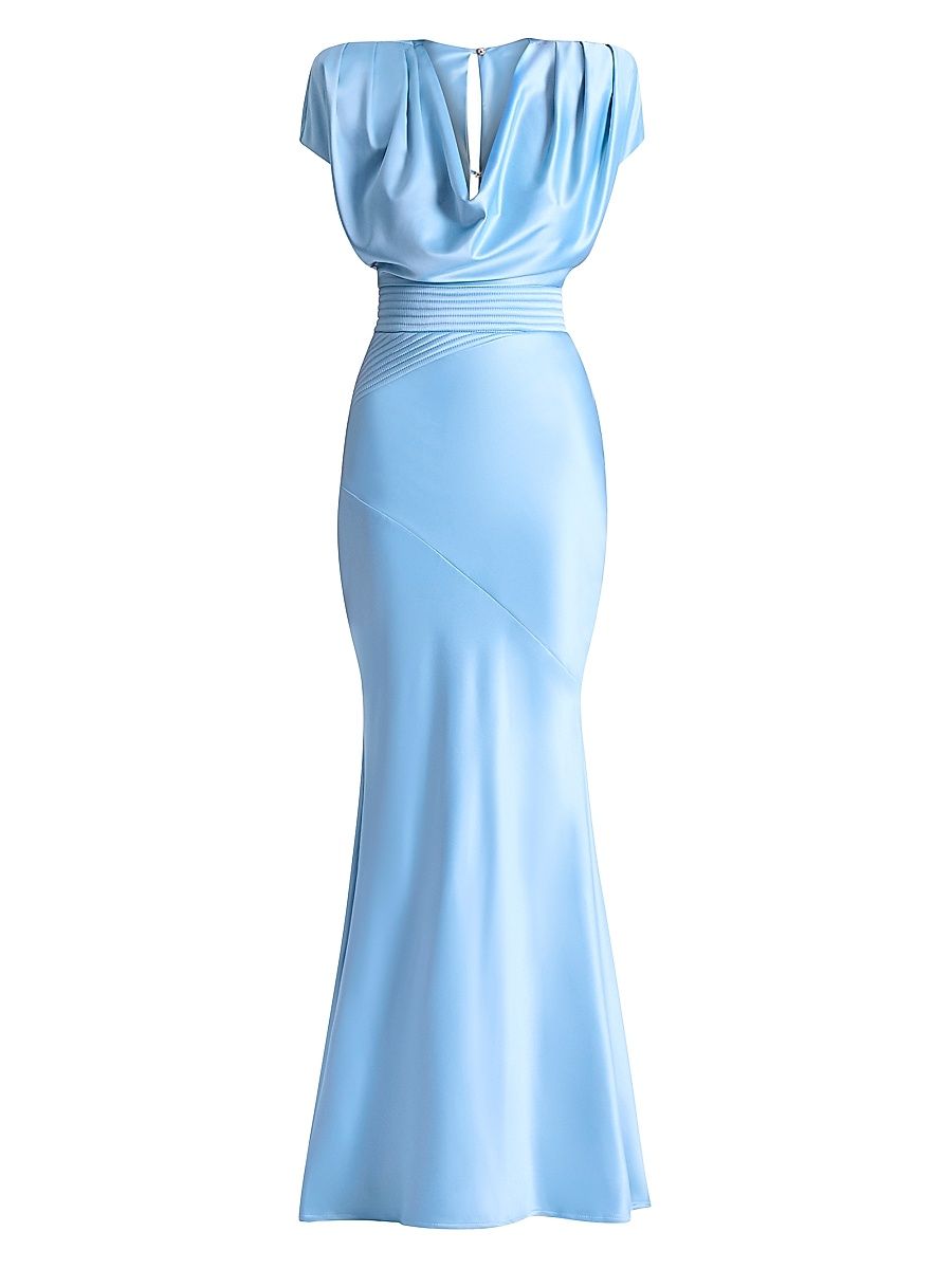 Women's Ilium Bias-Cut Satin Gown - Dusty Blue - Size 12