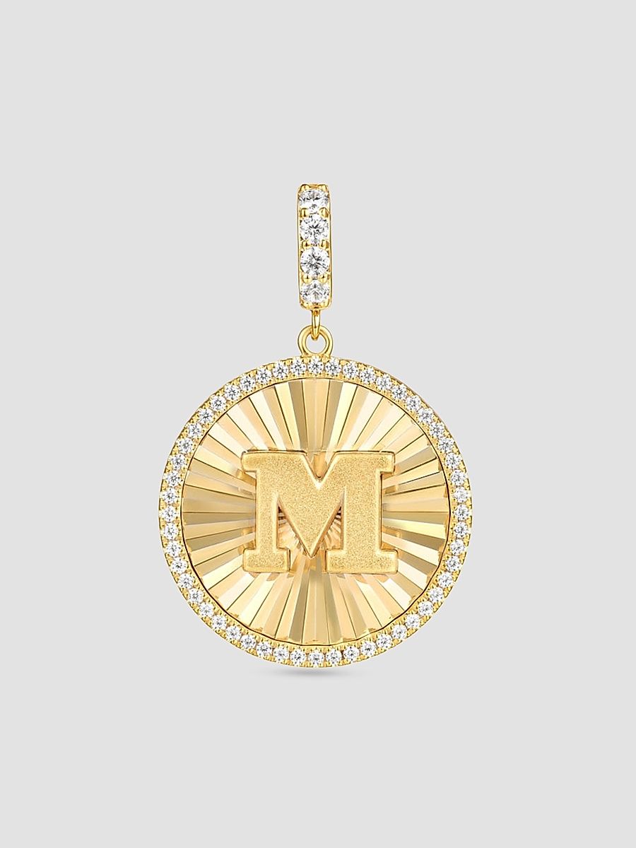 Gabriel & Co Women's Contemporary 14K Yellow Gold & 0.65 TCW Diamond Initial M Medallion Pendant - Yellow Gold