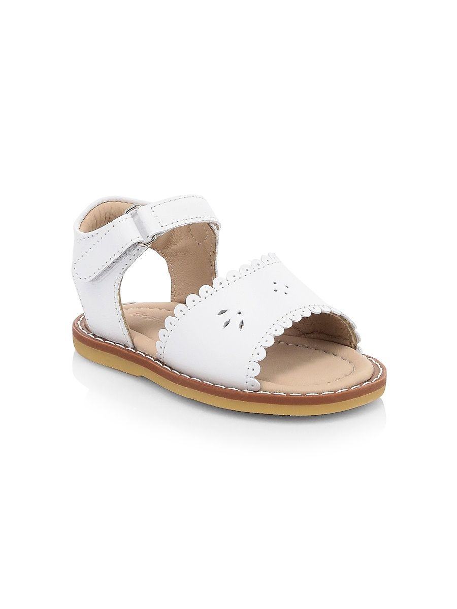 Baby Girl's Scallop Leather Sandals - White - Size 6 (Baby)