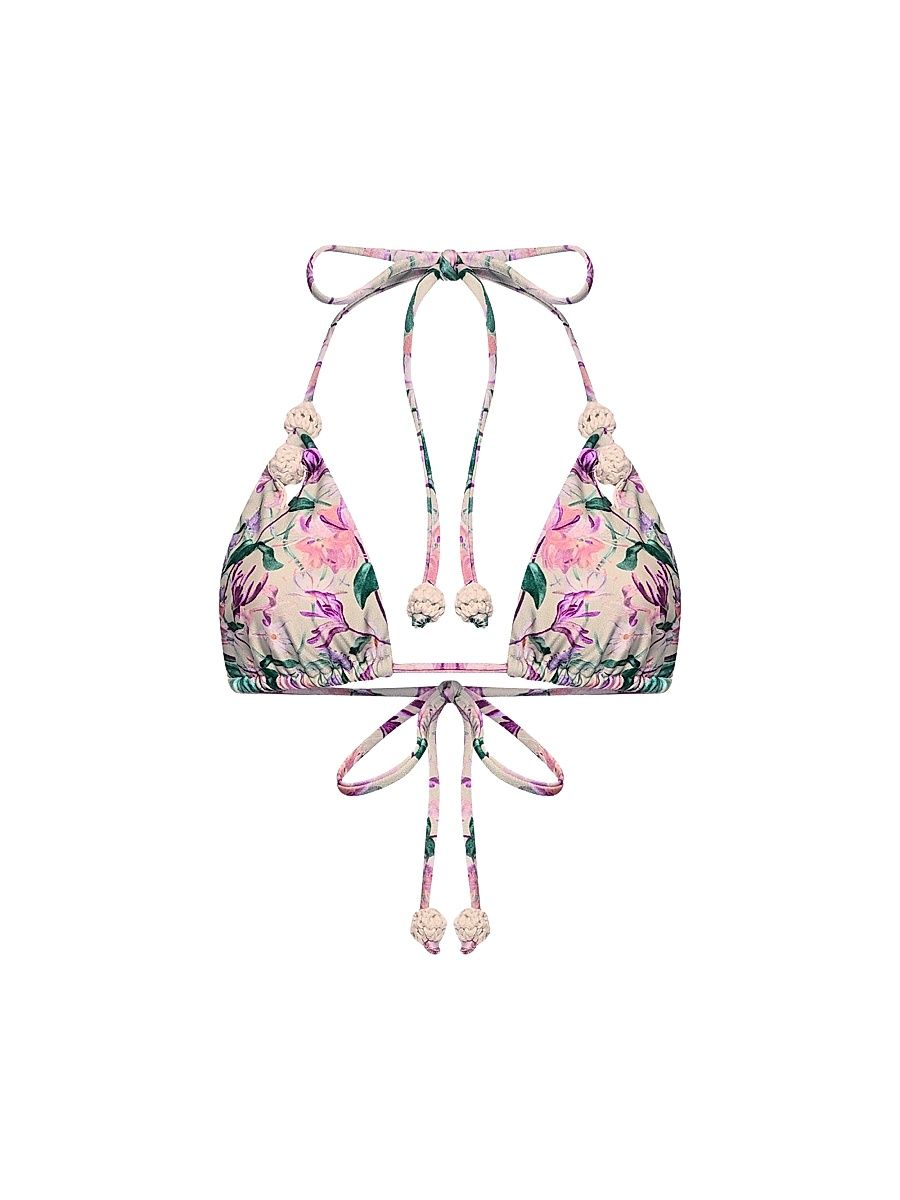 Women's Honey Flower Lace Triangle Bikini Top - Green - Size XS