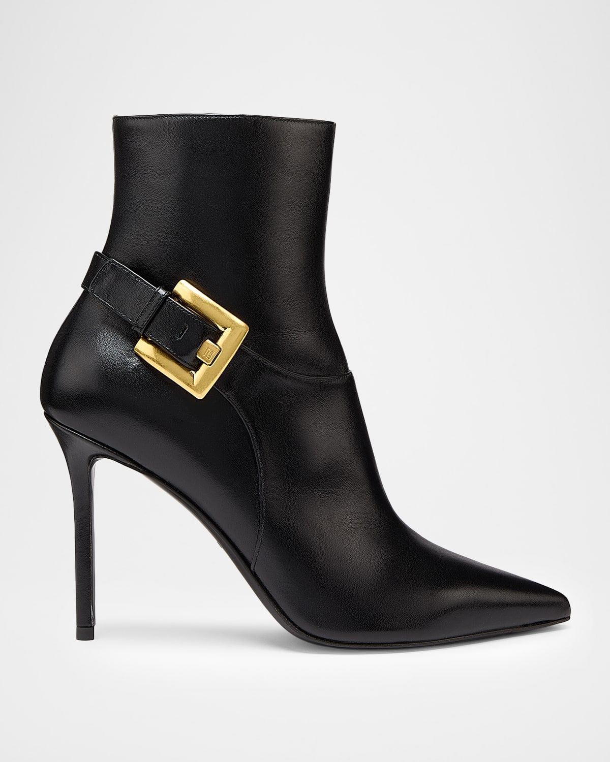 85mm Buckle Leather Ankle Booties