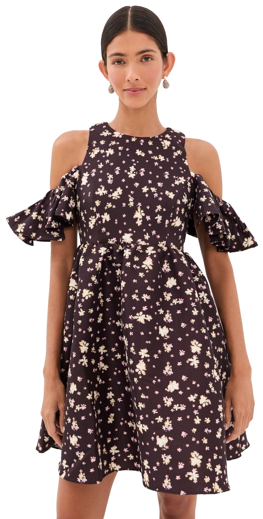Kika Vargas ALEXIA DRESS Mocha Blossom Taffeta 2