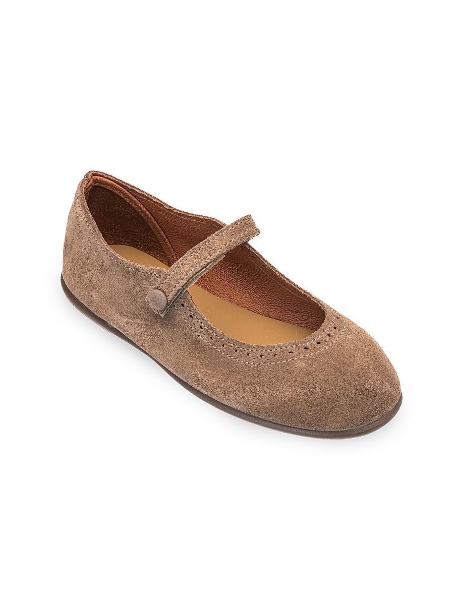 Little Girl's Suede Mary Jane Flats - Beige - Size 5 (Child)