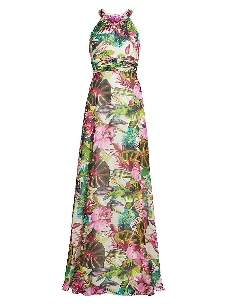 Women's Floral Chiffon Gown - Size 18