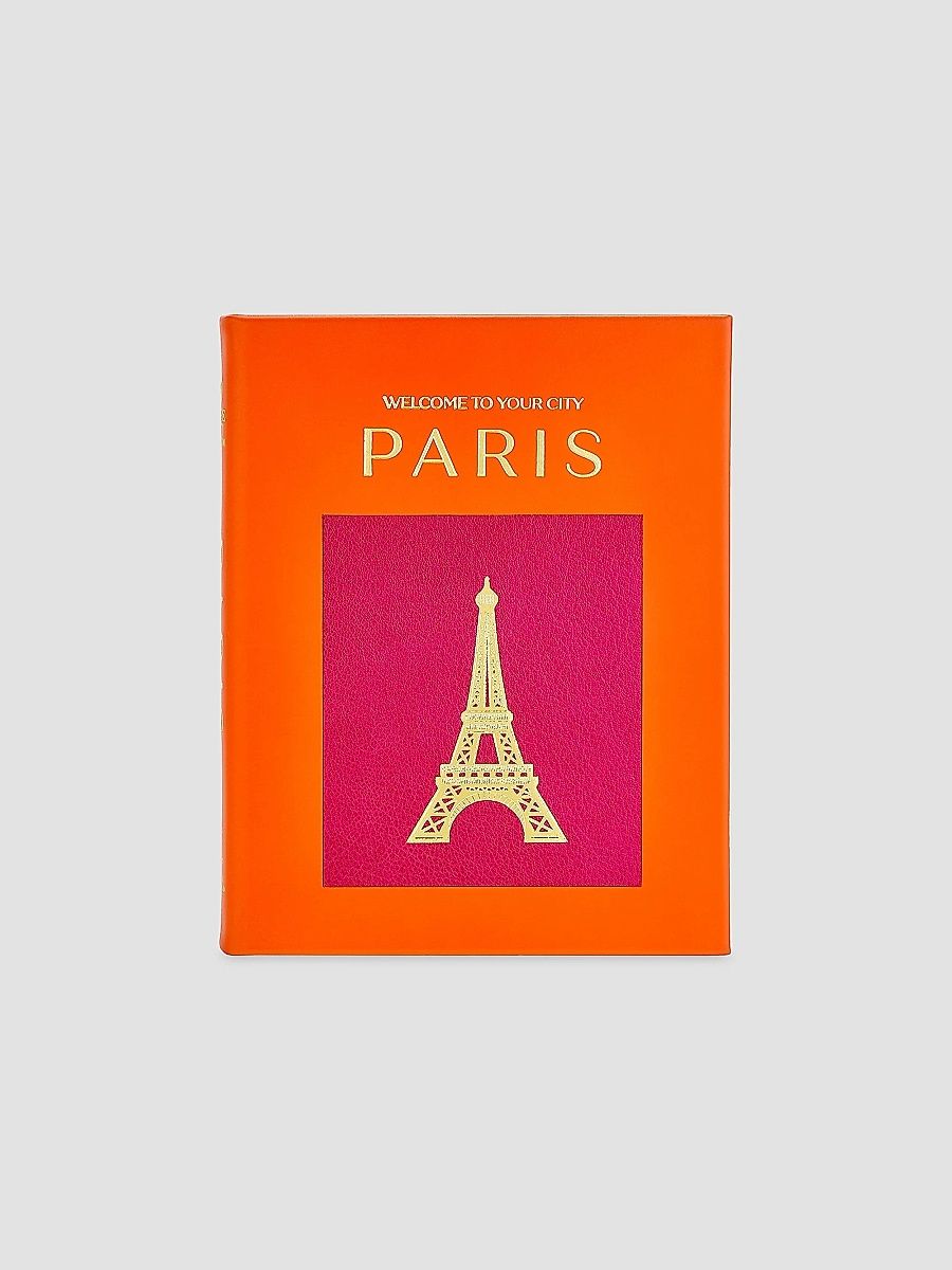 Graphic Image Trope Paris Leather Bound Book - Orange