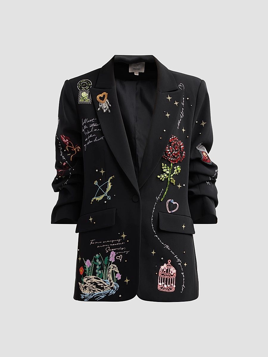 Women's Kelsa Starry Scribbles Blazer - Black Multi - Size 14