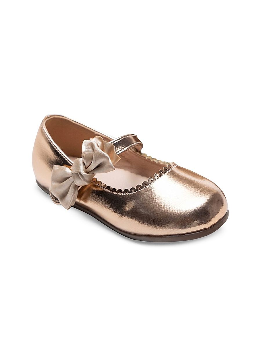 Tulleen Girl's Baby Girl's Satin Elodie Rhinestone Bow Flats - Champagne - Size 10 (Toddler)